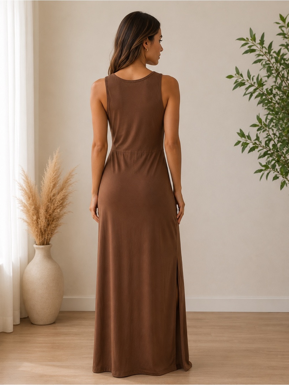 Derek Heart Brown Cutout Maxi Dress - Picture 2 of 6